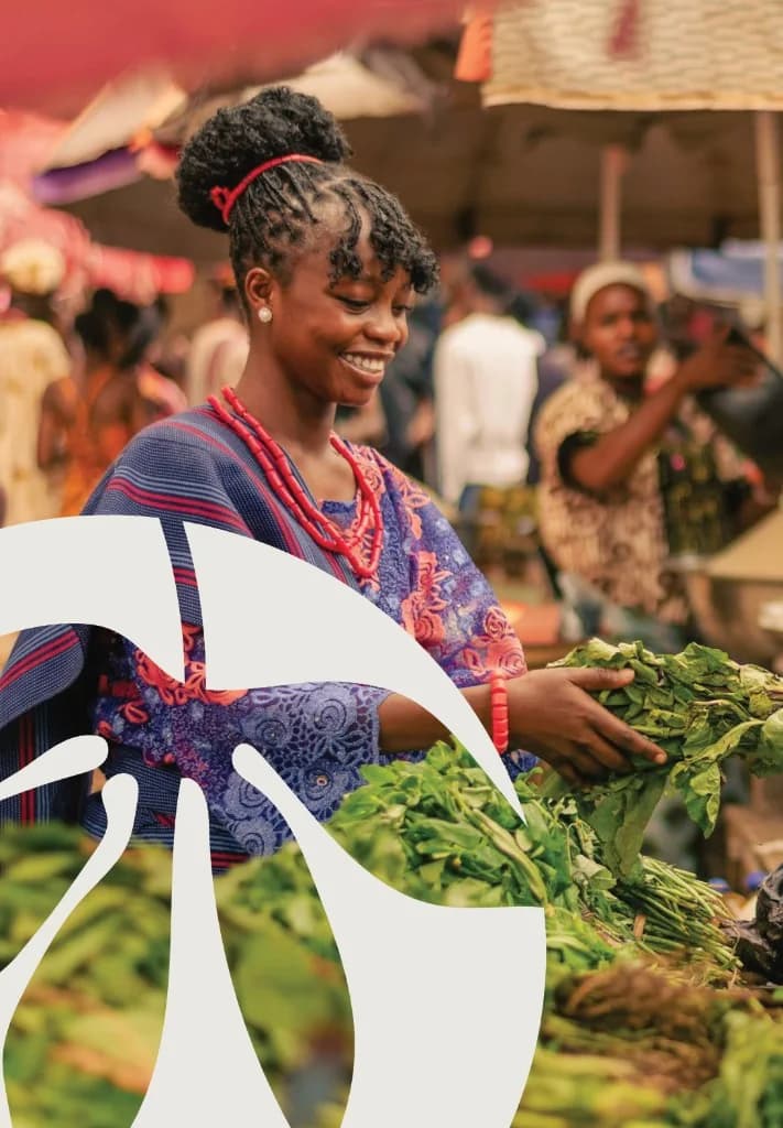 Mosolande market photography with the brand's leaf mark