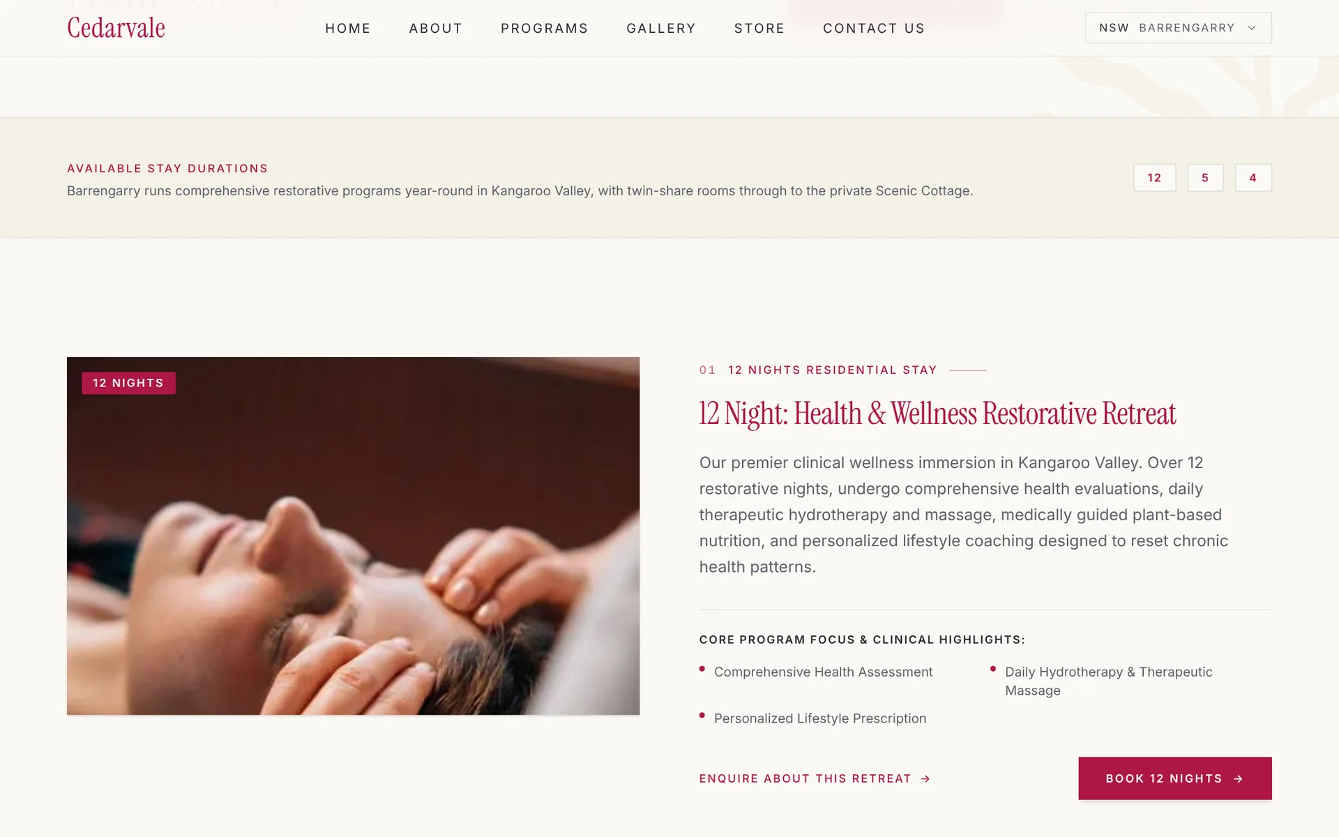 Cedarvale retreat programs page