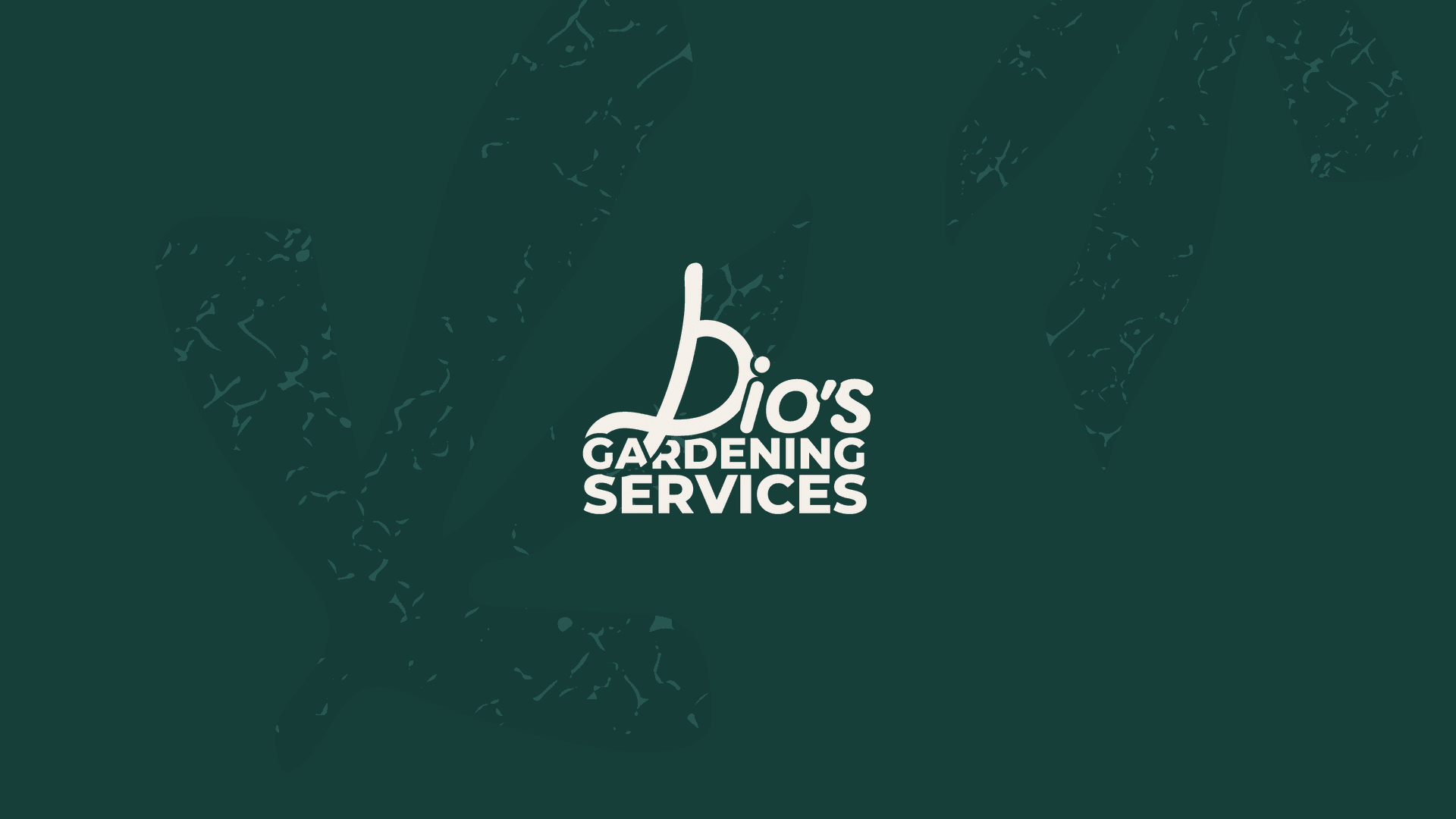 Dio's Gardening Services brand banner with garden transformation photography